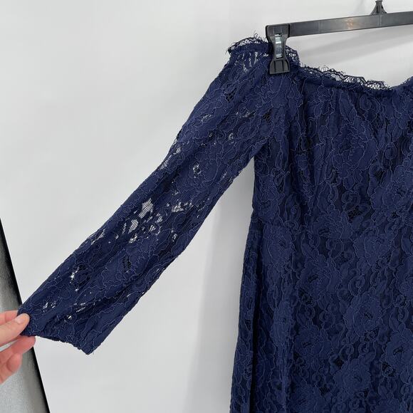 R.S.V.P by BB Dakota NWT Navy Lace Jasmin Off Shoulder Mini Dress // 4 - Picture 10 of 13